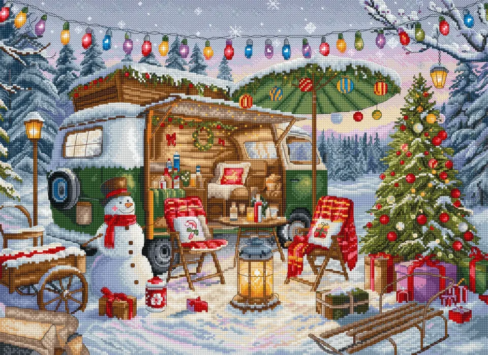 Leti Stitch L9990 Christmas Trailer borduurpakket kerst