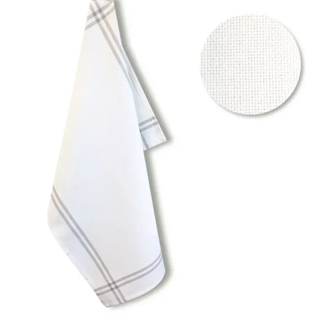LiliPoints Isa theedoek wit grijze rand 40x70