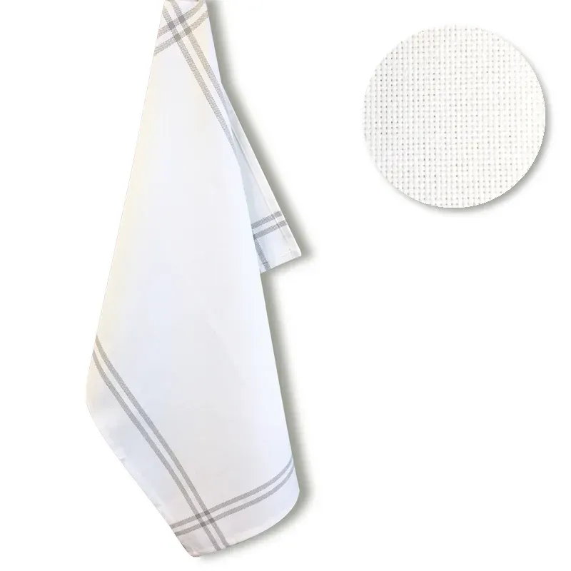 LiliPoints Isa theedoek wit grijze rand 40x70