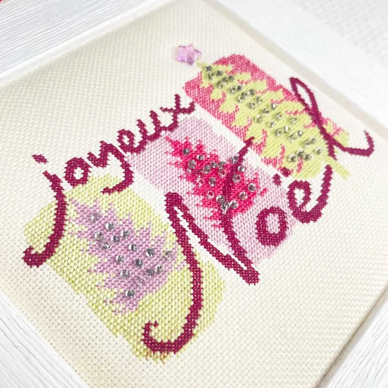 LiliPoints 3 Christmas Trees borduurpatroon roze met kralen