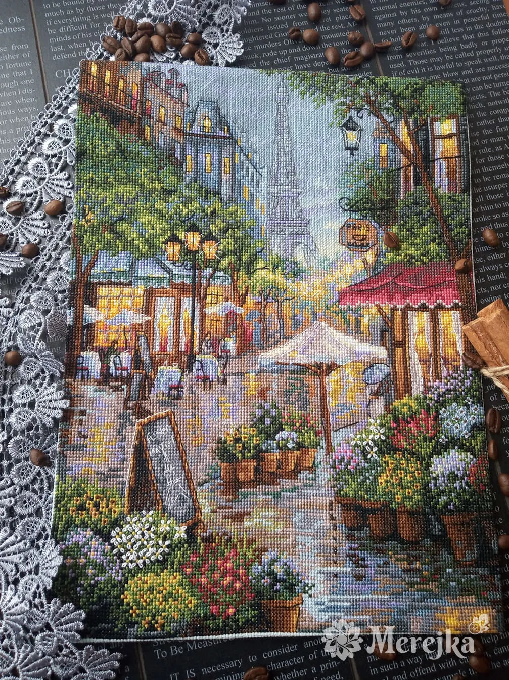 Merejka Rainy Paris borduurpakket 21x29 Aida 16