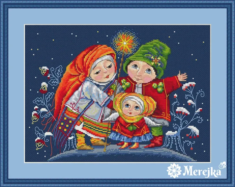 Merejka Christmas Star borduurpakket kerst nachtblauw