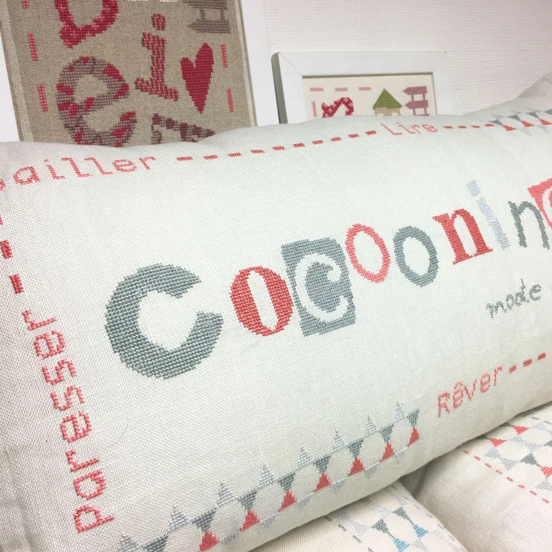 LiliPoints Cocooning kussen borduurpatroon kruissteek 60x30