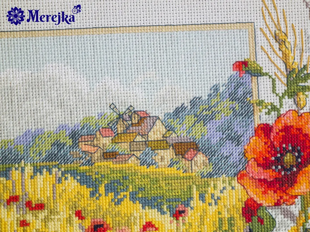 Merejka Summer Field borduurpakket Aida 16 wit 35 kleuren