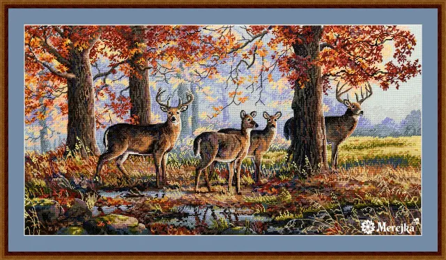 Merejka Under the Oaks borduurpakket 30x57 hert bos