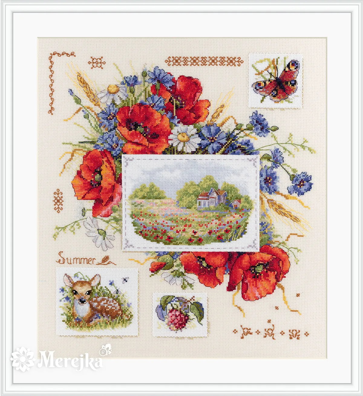 Merejka Summer Sampler borduurpakket 30x32 cm zomer