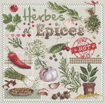 Madame la Fée Herbes et Epices borduurpakket 188x188 linnen