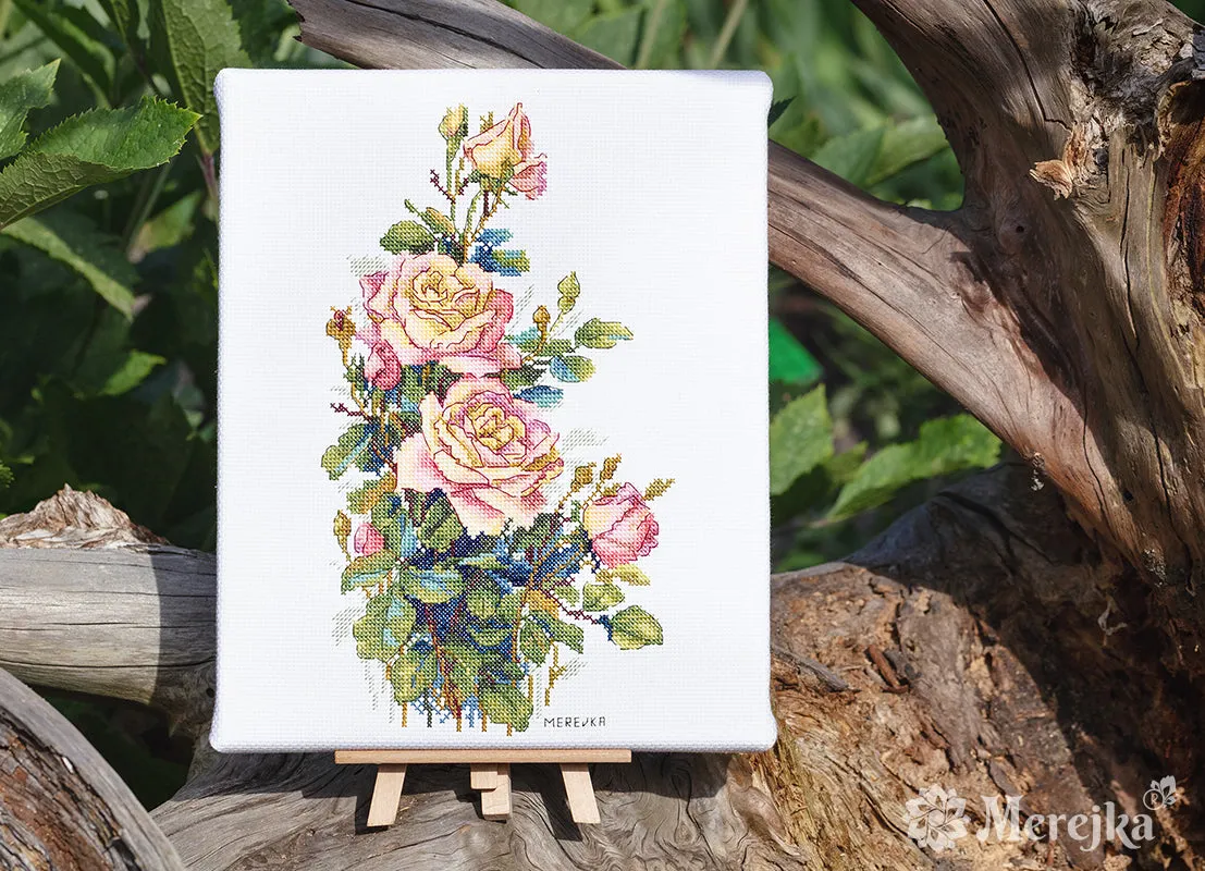 Merejka Yellow Roses borduurpakket 16x27,5 cm bloemen