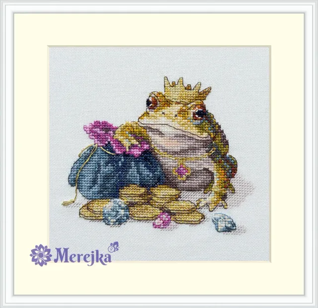 Merejka Godlen Toad borduurpakket 11x12 wit kabouter