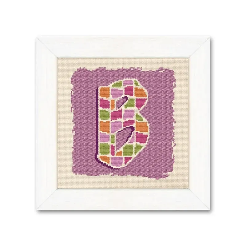 LiliPoints B initiaal borduurpatroon bloemen klein