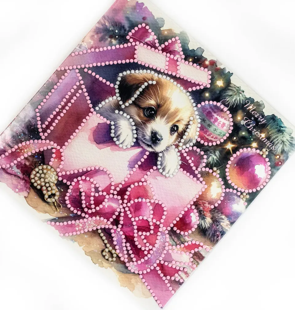 Leti Stitch Dazzle Dots 481-555 Christmas Surprise diamond painting kaart fairy dust