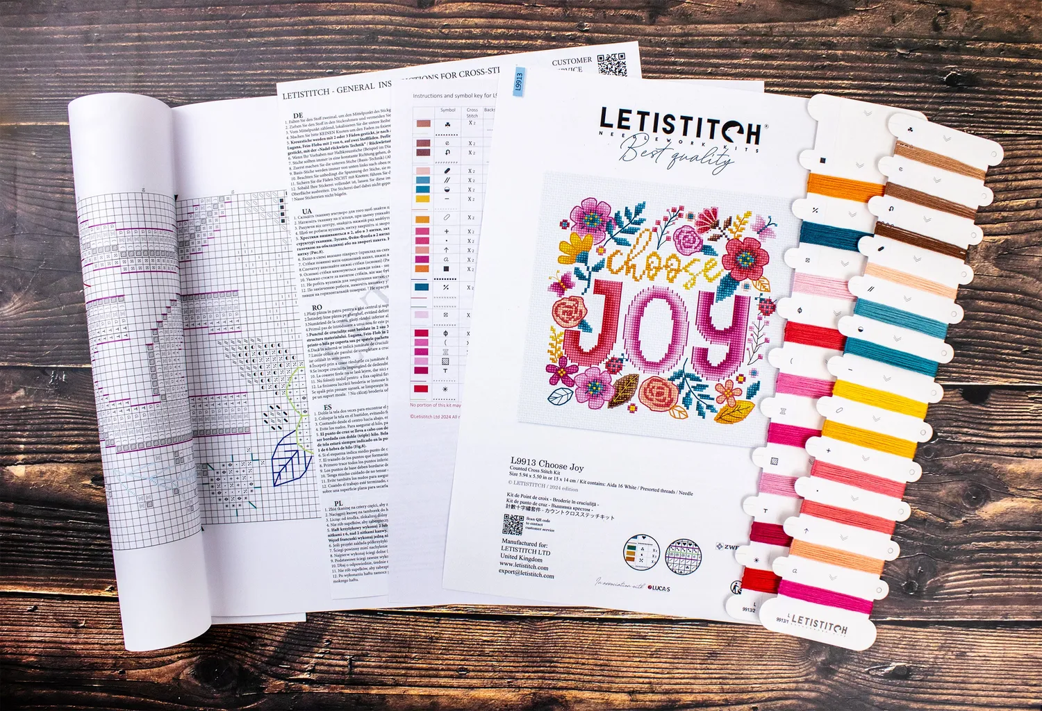 Leti Stitch L9913 Choose Joy borduurpakket 15x14 cm bloemen