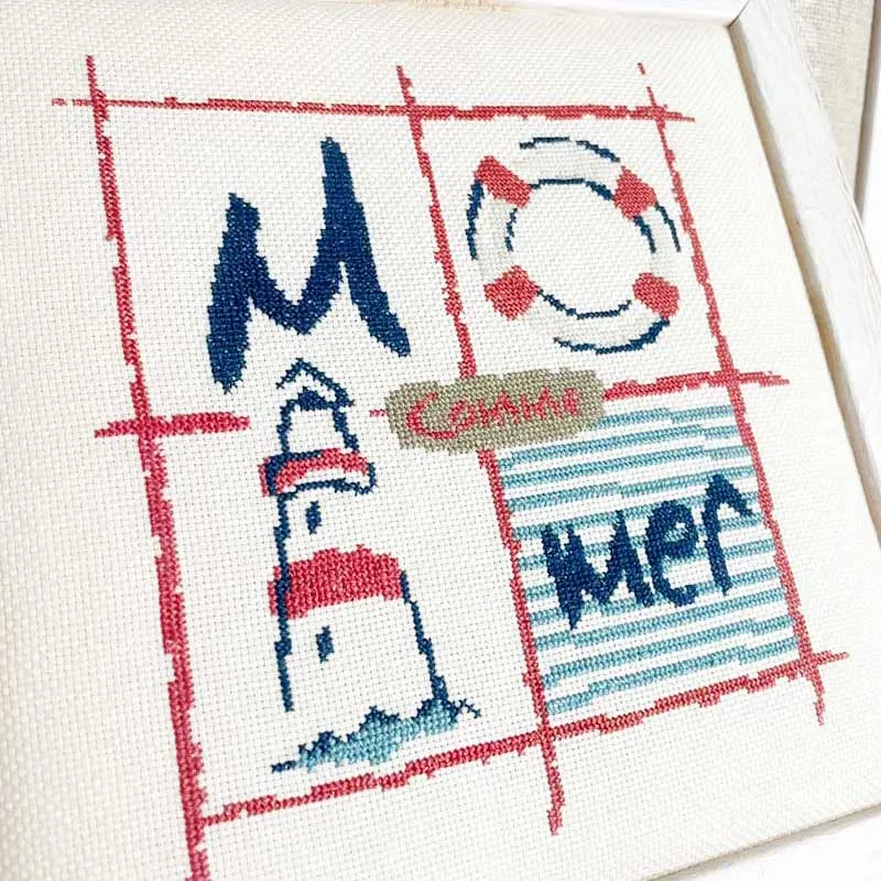 LiliPoints M as in Mer borduurpatroon letter zee
