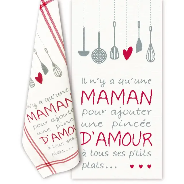 LiliPoints Maman d'Amour borduurpatroon theedoek 191x439
