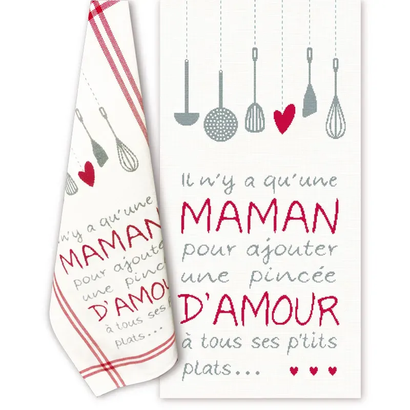 LiliPoints Maman d'Amour borduurpatroon theedoek 191x439