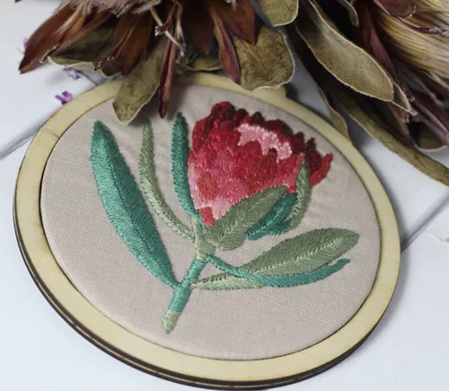 Helen Stubbings Botanical Protea borduurkit linnen