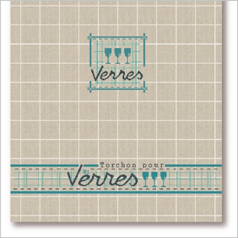 LiliPoints Tea Towel Kit borduurpakket glazen blauw