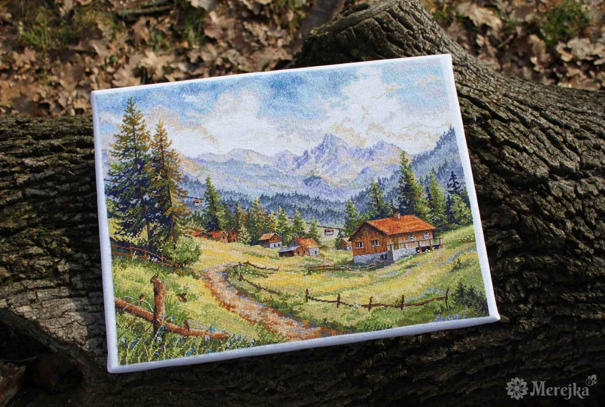 Merejka The Chamonix Valley borduurpakket wit 30 x 39,5