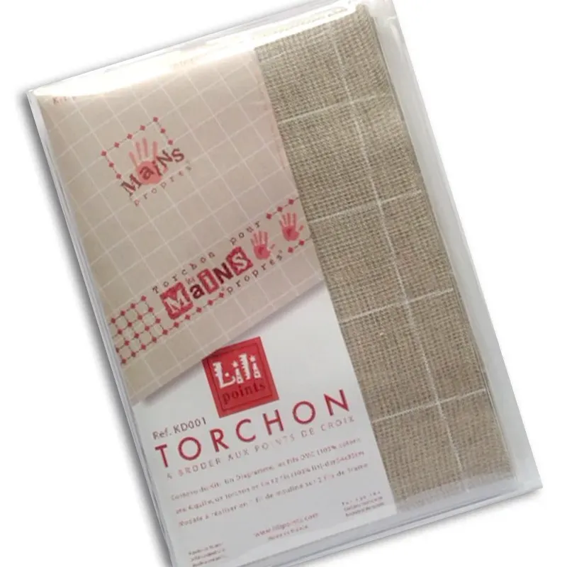 LiliPoints Tea-Towel Hands borduurpakket linnen rood