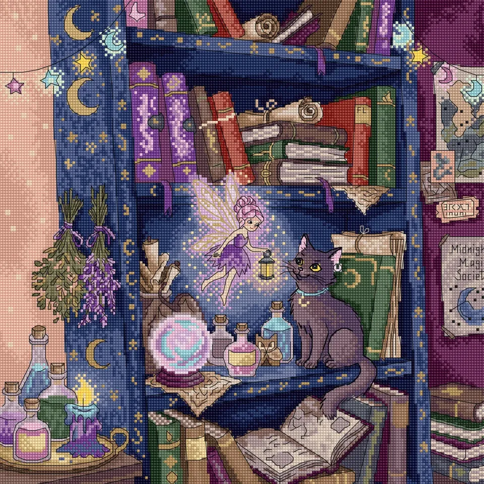 Leti Stitch L10-015 The Magic Shelf borduurpakket 29x29 cm