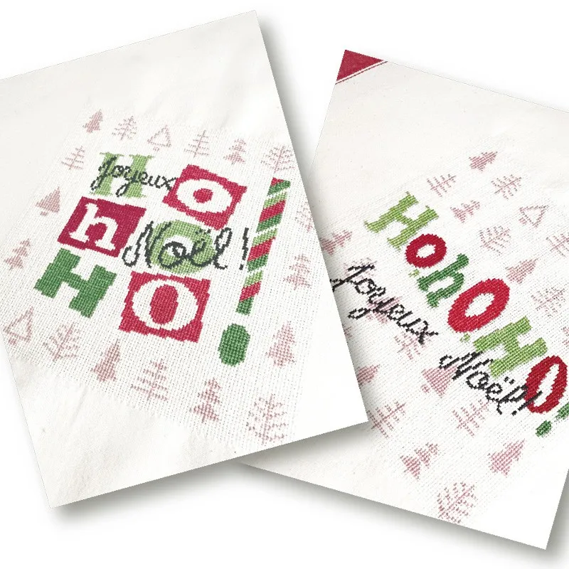 LiliPoints Ho ho ho borduurpatroon kerst theedoek rood