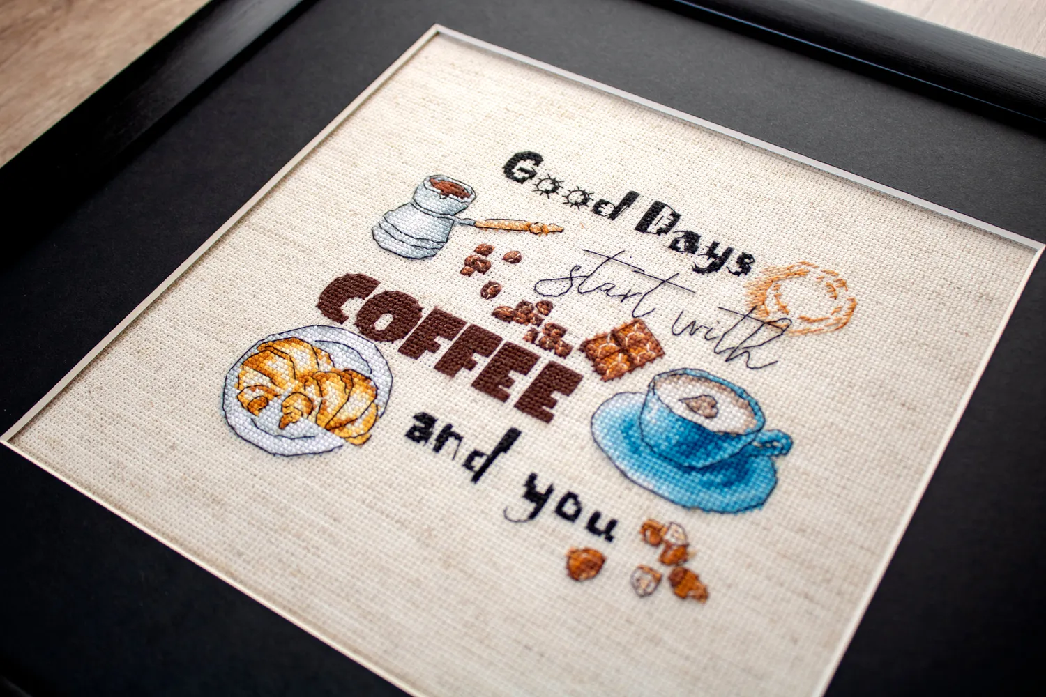 Leti Stitch 927 Coffee Time borduurpakket 15x14 cm rustico