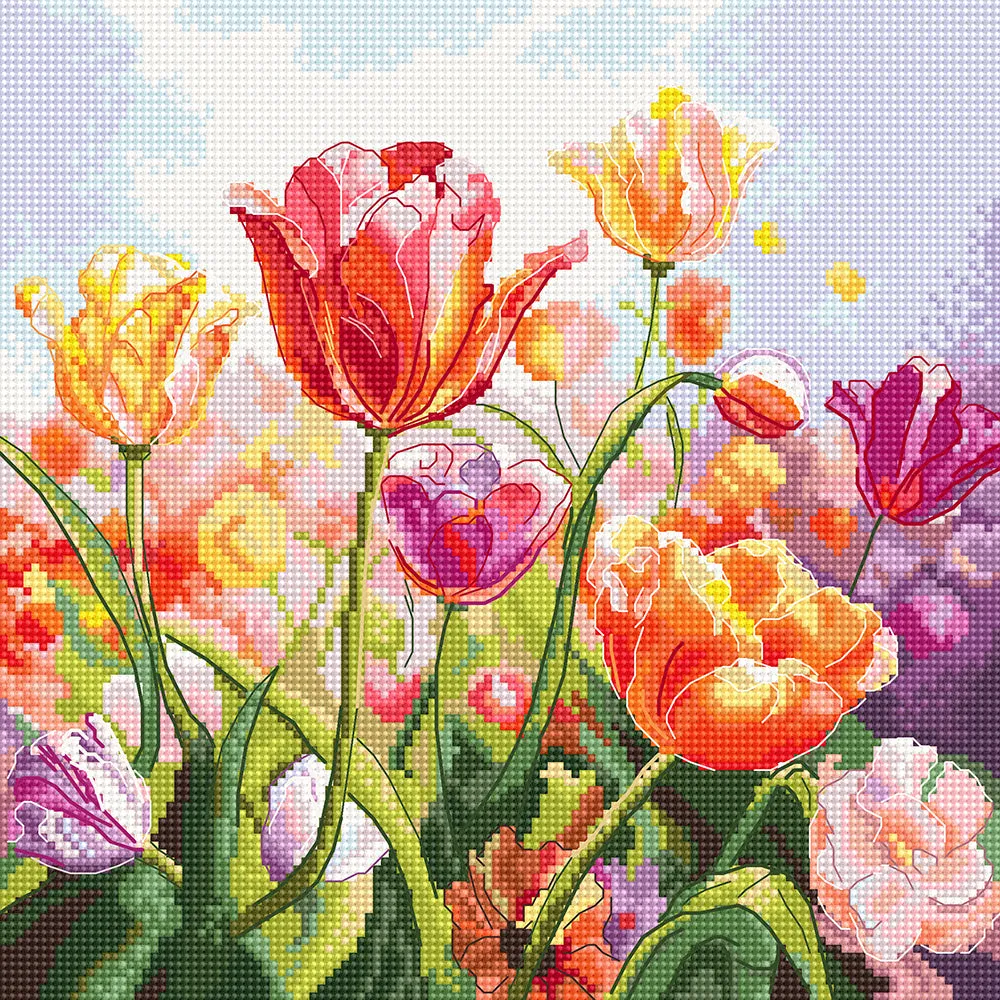 Leti Stitch Tulips borduurpatroon pdf 126x126 steken
