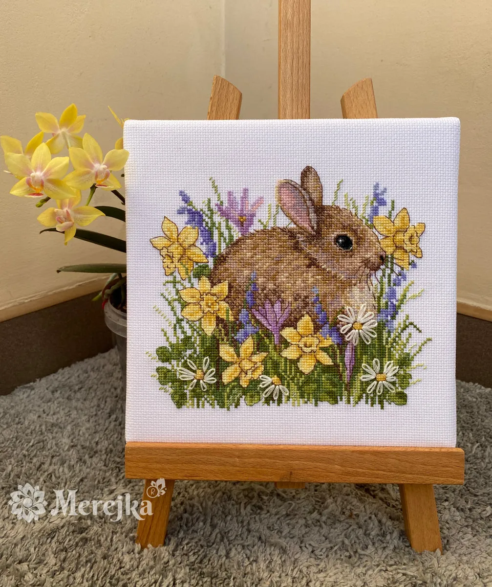 Merejka Little Rabbit borduurpakket 15x18 cm konijn