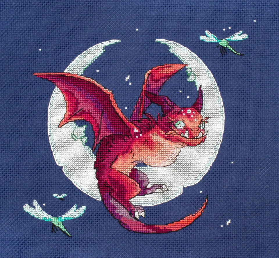 Leti Stitch L8800 Dragon borduurpakket 20x19 cm dier
