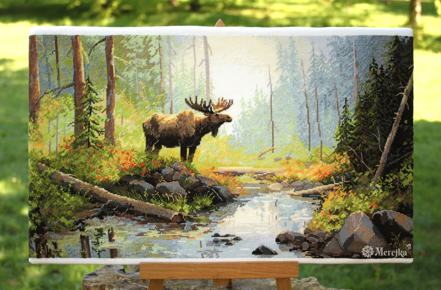 Merejka Woodland Morning borduurpakket 29x52cm wit