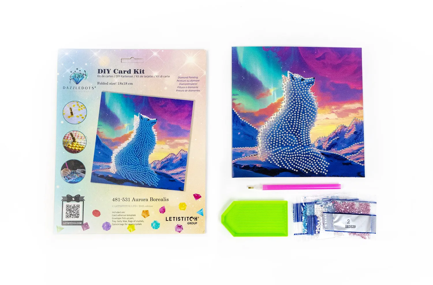 Leti Stitch Dazzle Dots 481-531 Aurora Borealis kaart 18x18