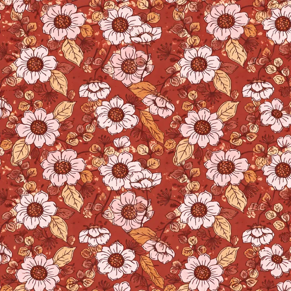 SEG Collection Privée stofstaal terracotta bloemen