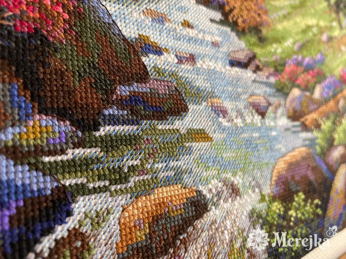 Merejka Mountain Railway borduurpakket 38,5x31 cm ecru