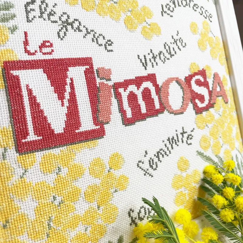 LiliPoints Le Mimosa borduurpatroon 160x160 geel