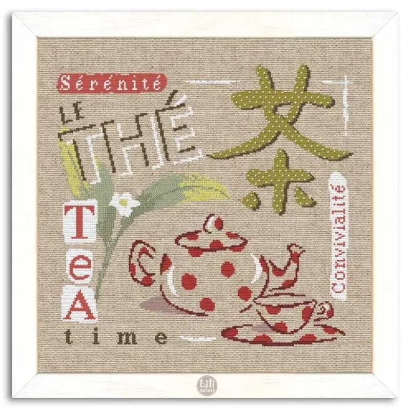 LiliPoints Tea borduurpatroon theedoek 2 kleuren