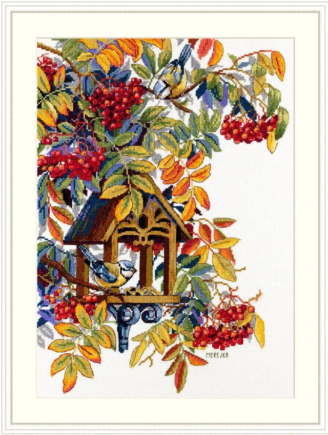 Merejka Colorful Rowan borduurpakket 27x37 ecru herfst