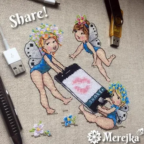 Merejka Share borduurpakket 14x15 cm 30 kleuren
