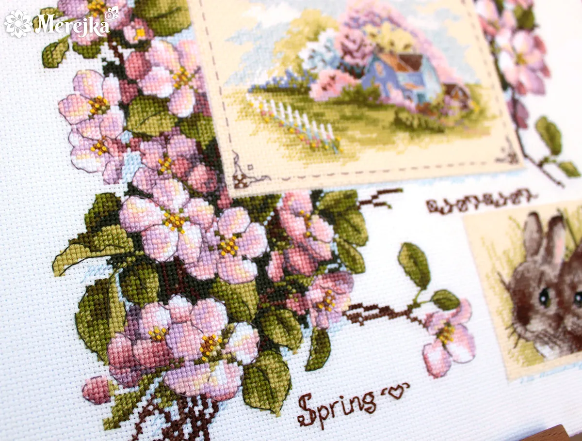 Merejka Spring Sampler borduurpakket 30x32 cm
