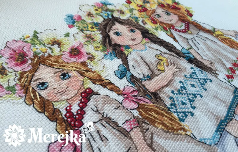 Merejka Friends borduurpakket 32x22 meisje