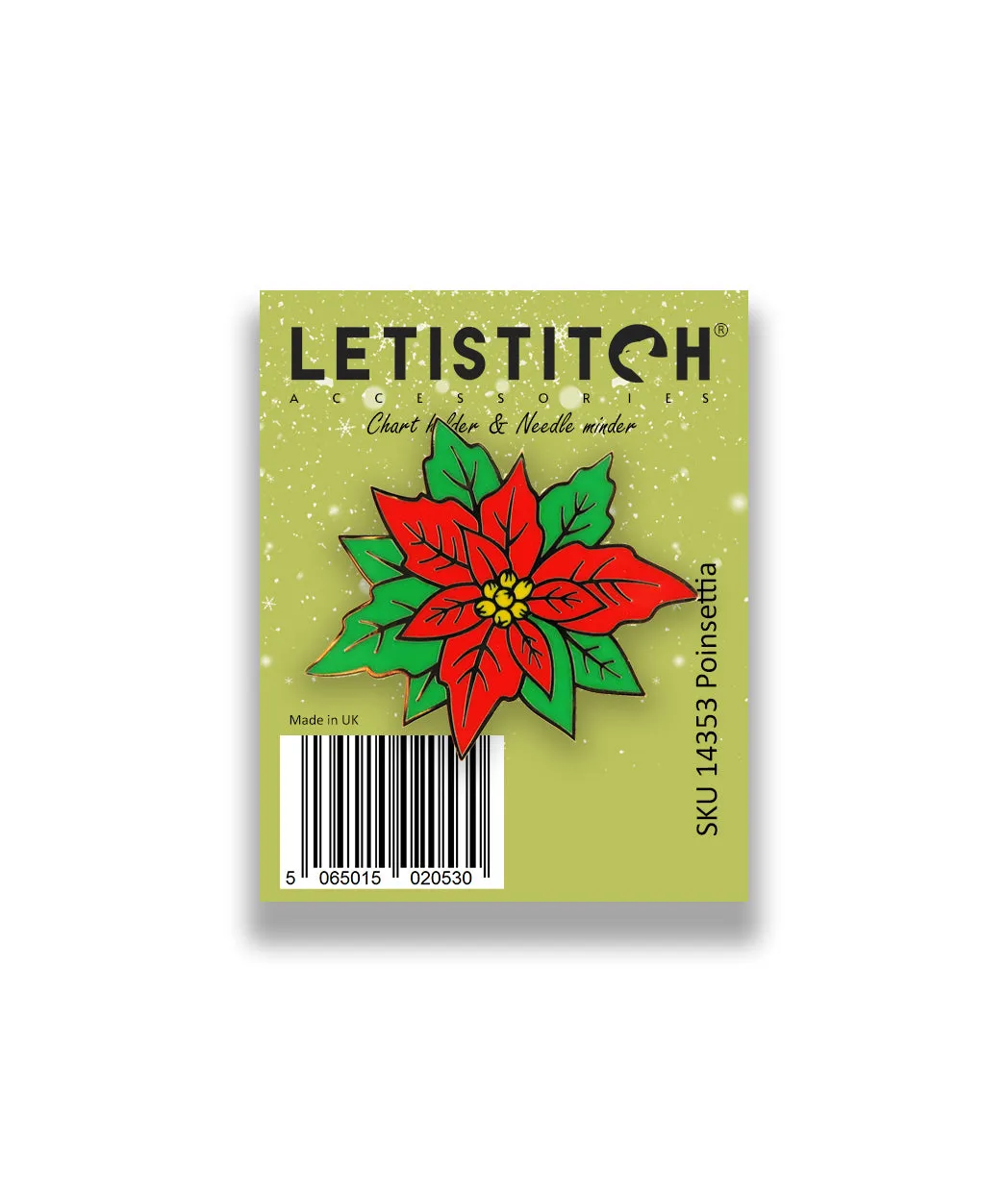 Leti Stitch Poinsettia 14353 naaldmagneet kerst 35 mm