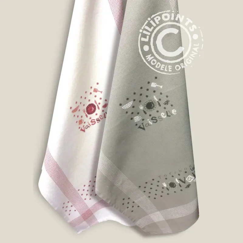 LiliPoints D002BIS Dishes borduurpatroon theedoek rood grijs