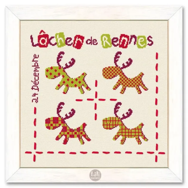 LiliPoints Reindeer Ahead borduurpatroon met zijden lint