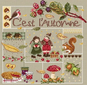 Madame la Fée C'est l'Automne borduurpakket linnen 193 steken