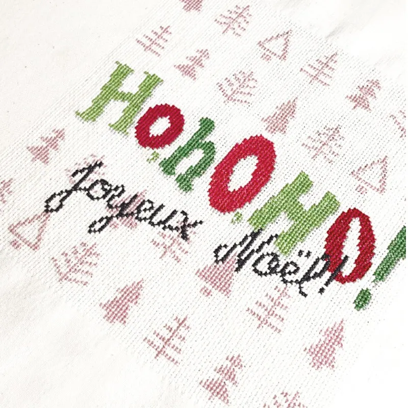 LiliPoints Ho ho ho borduurpatroon kerst theedoek rood