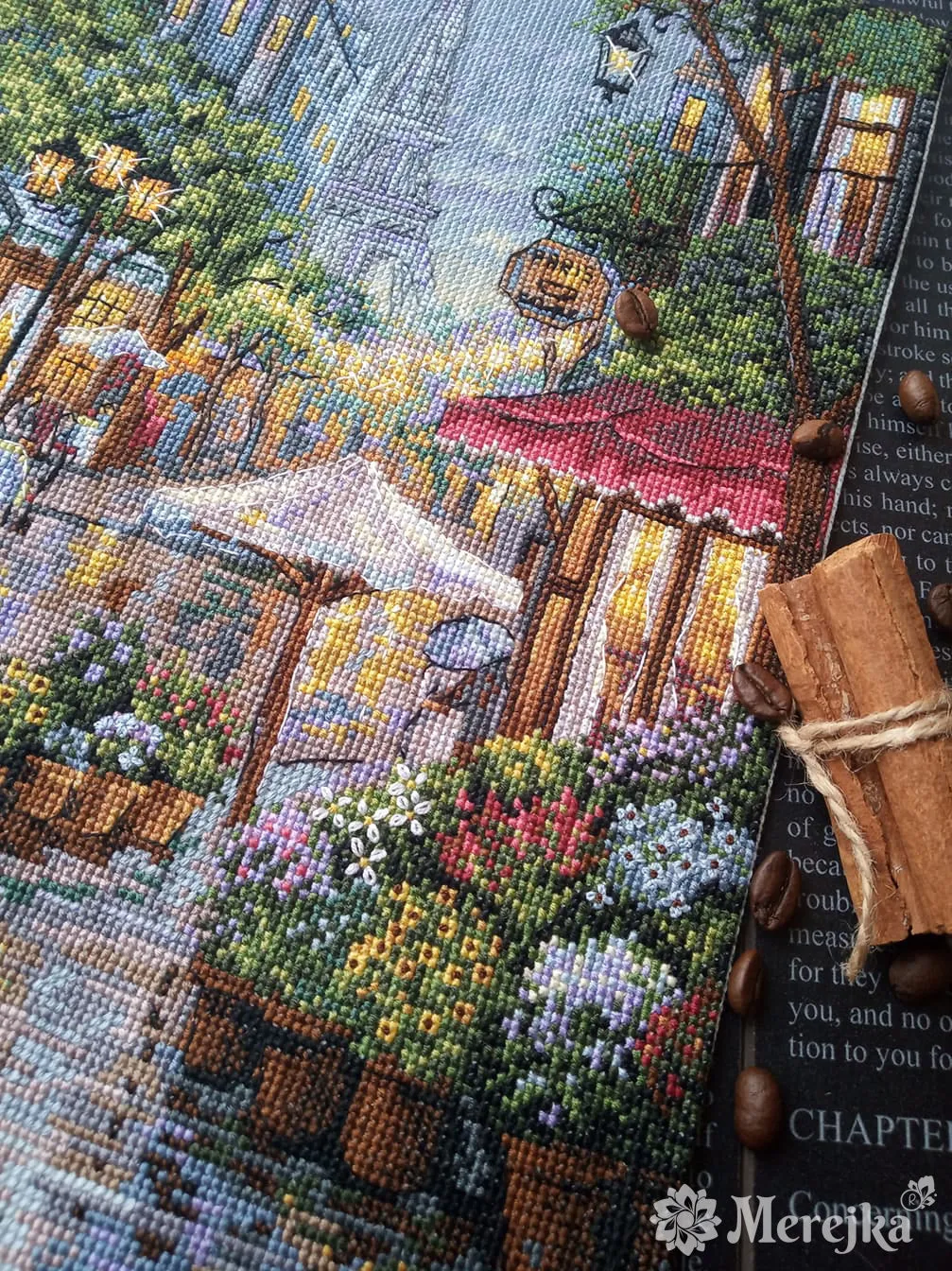 Merejka Rainy Paris borduurpakket 21x29 Aida 16