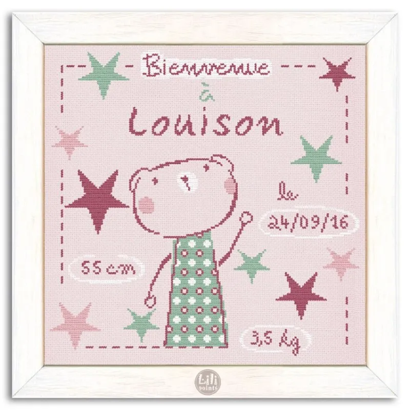 LiliPoints Louison in the stars borduurpatroon 163x161 paars