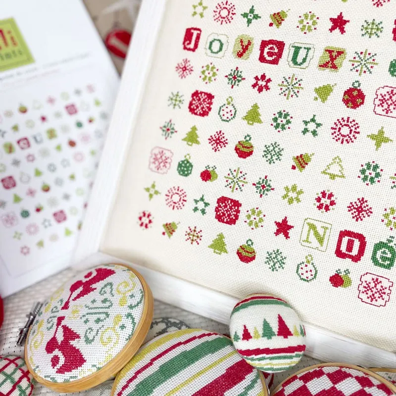 LiliPoints Merry Christmas sparks borduurpatroon kerst rood