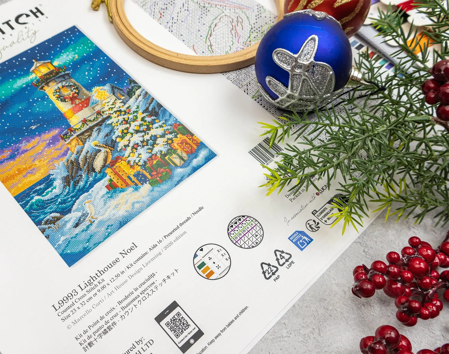 Leti Stitch L9993 Lighthouse Noel borduurpakket 23x32 cm