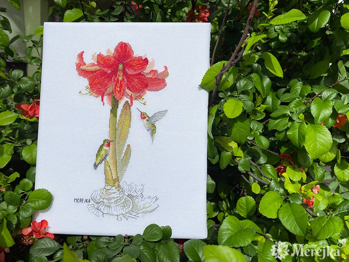Merejka Amaryllis borduurpakket wit 14x25 cm