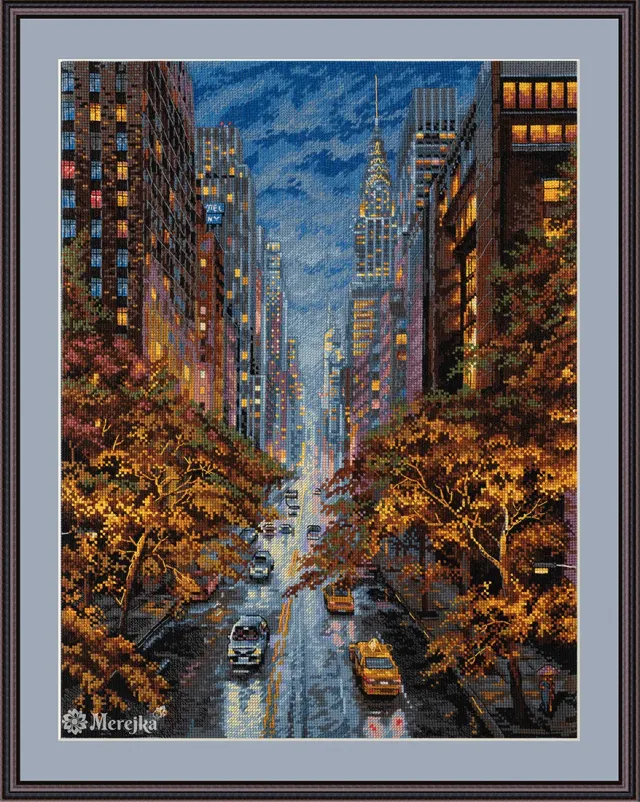 Merejka Autumn Aura borduurpakket 31x40 cm blauwgrijs